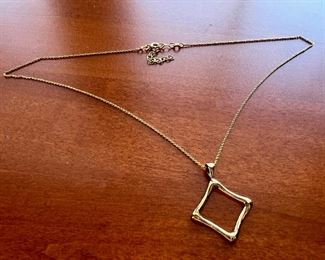 Sterling Silver necklace with Sterling Silver square shaped pendant