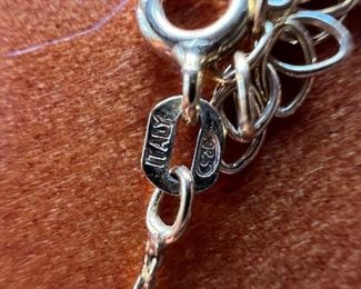 Sterling Silver necklace with Sterling Silver square shaped pendant