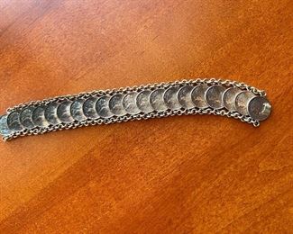 1943 Sterling Silver Mercury Dime charm bracelet