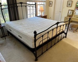 Eastern King Iron Bed with adjustable mattress