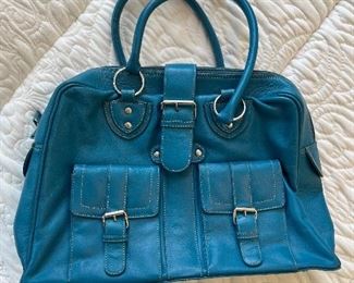 Women's blue leather handbag by Barney's New York