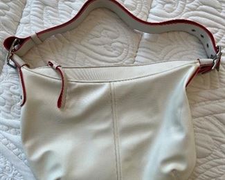Women's white leather handbag by Coach