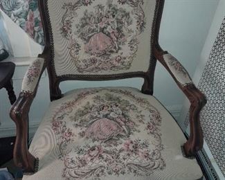 Vintage Needlpoint Upholstered Arm Chair