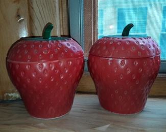 Vintage Strawberry Fridge Canisters
