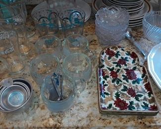 Assorted Kitchen Contents (Glassware, China, Pots & Pans, Mugs, Small Appliances, Etc.)