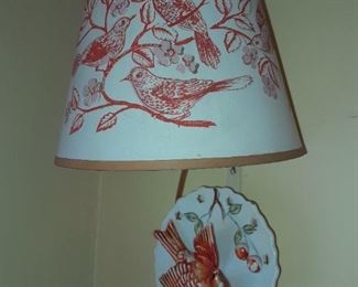 FABULOUS Vintage Cardinal wall Pocket W/ Original Matching Lampshade