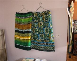 c. 1970's to 1980's hand made skirts with gorgeous dyed fabrics