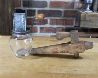 Antique nut chopper and antique treen tap