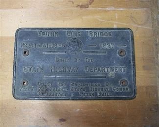 Antique Bronze Plaque with State of Michigan Seal and Trunk Line Bridge, 1927