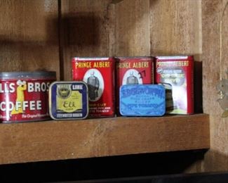 Antique tobacco and coffee tins