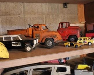 Old toy trucks and cars