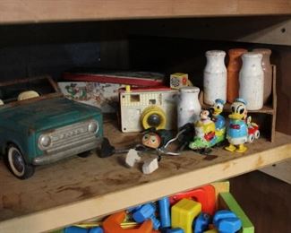 Old Walt Disney toys, Fisher Price toys, etc.