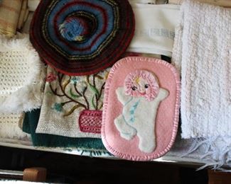 Fun old handmade linens and crewel embroidery
