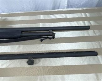 14. Mossberg 12-Ga slide-action, 24-in rifled barrel with BSS DEERHUNTER 2.5 x 20 scope;  second smooth bore barrel