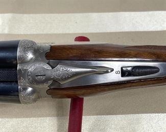 16. SKB 385 Side by Side, 28 gauge, 26” barrels, Silver Receiver, Beaver tail forearm