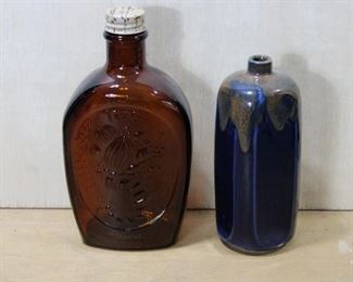 Vintage Log Cabin Syrup Bottle, Japanese Vase