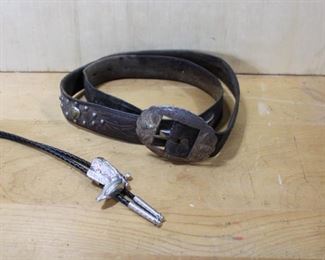 Vintage child's Western belt and bolo tie