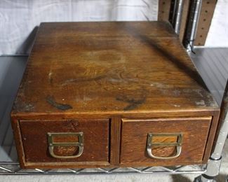 Antique two drawer card filing cabinet