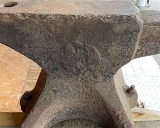 Detail on old Fisher-Norris anvil from the Hackley School building in downtown Muskegon.
