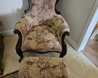 Beautiful old chair and ottoman 
