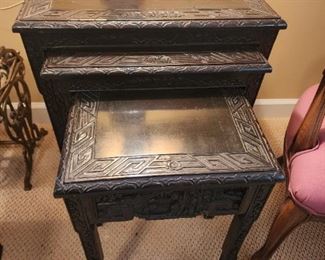 Nesting tables beautifully carved decorative pattern