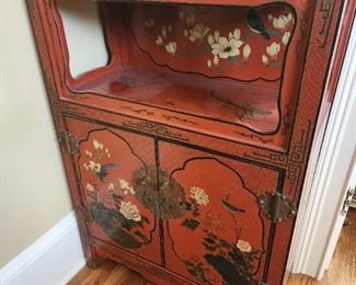 Chinese Red Lacquer Alter Cabinet Stand (Two available)