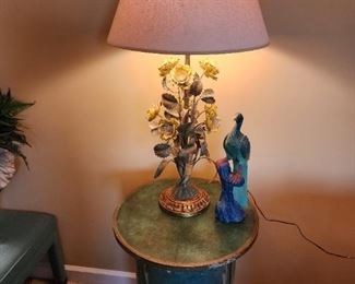 Nice pair of Italian gilt metal floral lamps 