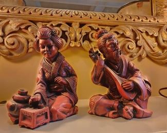 Mid Century Oriental Asian Sculptures Figurines 1962
