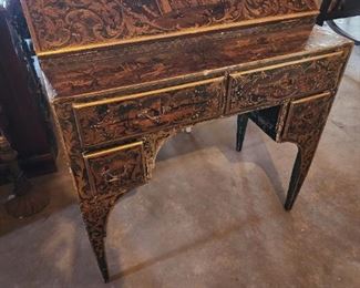 Unique Hand Painted Antique Desk (Side pics in following two pictures)