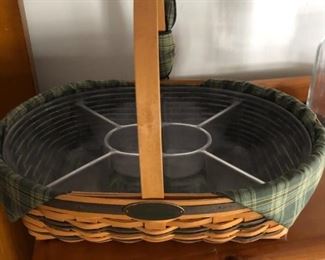 LONGABERGER BASKET WITH  DIVIDER AND CLOTH