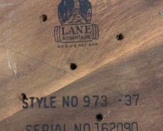 BOTTOM SIDE OF MID CENTURY LANE MONTE CARLO PEDESTAL WALNUT AND TILE TABLE