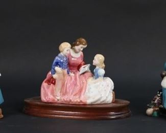 42	3 Royal Doulton Porcelain Figurines	3 Royal Doulton porcelain figurines. Nanny, The Favourite, and The Bedtime Story. The Favourite 7 1/4"H.
