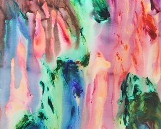 117	Stanley Lindwasser Watercolor & Acrylic Abstract	Stanley Lindwasser (American, Beacon, New York, 1947-2020). Watercolor and acrylic, abstract. Signed, dated 9/5/08 and titled 8, lower right. 22 3/4" x 17 1/4" (with frame 23 3/4" x 18 1/4").

