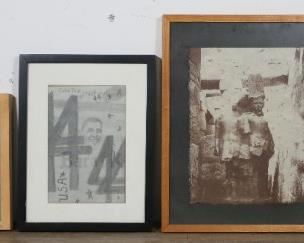 138	4 Works of Art by Robin Holder and Steve Mayo	"Robin Holder (American, born 1952). Lithograph on handmade paper of Ancient Egyptian ruins. Signed and dated ""Robin Holder 1989"" in pencil lower right. Steven Mayo (American, 20th century). A charcoal drawing of Barack Obama signed ""Steve Mayo"" lower right, a pencil and pastel drawing of a child skateboarding, and a Holocaust work ""Mommy never bought my brothers striped pajamas."" Wear, dirt, light scratches and scuffs to glass and frames of all four works.

Robin Holder lithograph: 15"" x 12"" sight, 21"" x 17"" frame."
