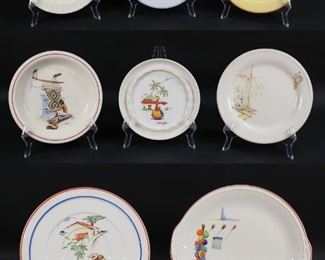 154	Grouping of Porcelain Dishes	Eight dishes, two platters, one pie dish, five plates, The Harker Pottery Co., Harkerware, and Taylor Smith, largest is 12" diameter, all with chips, marks and scratches from age and use.
