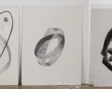 324	5 Steve Mayo Charcoal Drawings Abstracts	Steve Mayo (American, 20th / 21st century). 5 charcoal drawings, abstracts. All unsigned and unframed.. Four, on artist's board, each 40" x 30", one on paper, 38 1/4" x 30".
