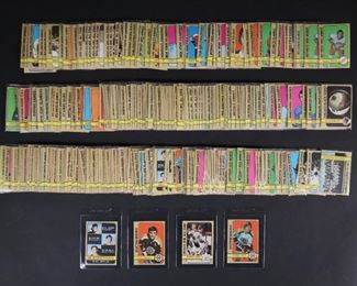 396	1972 Topps Hockey Partial Set Bobby Orr	1972 Topps Hockey cards near complete set including Booby Orr and Phil Esposito. Cards 1-13, 15-29, 31-59, 61-65, 67-75, 77-79, 82-98, 100-115, 117-136, 138-148, 150-164, 166-169, 172-176.  Also included are extra card 1, 6, 7 x 2, 10 x 4, 11, 13 x 2, 15, 18 x 3, 25 x 2, 26 x 2, 27 x 3, 33, 36, 38, 43, 44, 46 x 2, 47, 48, 52 x 2, 53 x 2, 54 x 2, 56, 58, 59 x 2, 61, 62 x 2, 64, 65, 67 x 2, 71, 73, 74 x 2, 75, 77, 79, 82, 85 x 2, 86, 89, 92, 94, 95, 97, 98 x 2, 103 x 2, 105, 108, 109, 11 x 2, 112, 113, 118, 119, 125, 127, 128, 129, 130 x 2, 131, 132 x 2, 133, 134 x 3, 135, 136, 138, 139, 141 x 2, 142, 143, 144 x 3, 145, 147, 152, 154 x 2, 156, 157, 159, 161, 162 x 3, 167, 168, 175, 176. Some cards are poor some cards are near mint. All are sold in as found condition.
