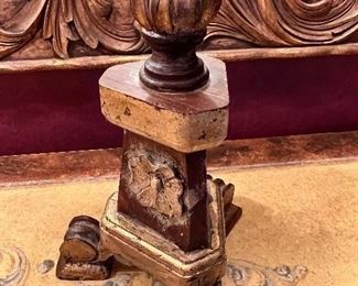 #11) - $75 - Pair of gold wood painted lamps with shades	18x18x42