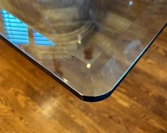 #43) - $200 Beveled glass table with resin base	72x48x28