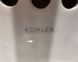 #63) - $150 - Pedestal sink with Brass Kohler fixtures	28x20x35. Purchaser is responsible to deinstall from the home prior to March 31.