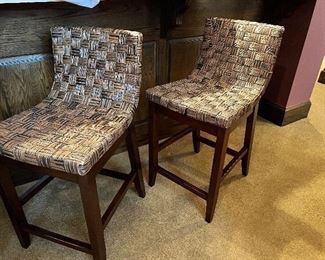 #89) - $100 - Pair of Wicker Bar Stools	17x20x36