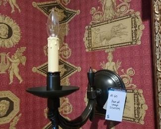#60) - $100 - Pair of wall sconces with shades	6x12x13. Purchaser is responsible to deinstall from the home prior to March 31.
