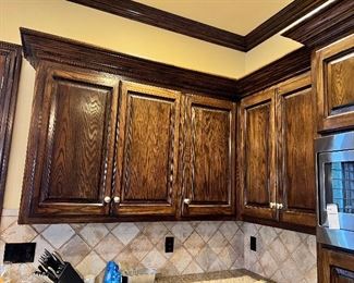 #K $450) Kitchen Cabinet Sections (5 Doors) Beautiful Hardwood Cabinets with soft close drawer hardware and Upper Cap.  59" W x 12" D x 42 H.  Left section.  34" W x 12" D x 42 H.  Right section Purchaser must remove on their own or with their own contractor help prior to March 31. 