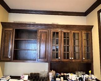 #Q $400) Kitchen Cabinets Upper Section. Cabinets and Glass Doors. 106" W x 12" D x 46" H.   Purchaser must remove on their own or with their own contractor help prior to March 31. 
