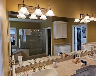 #R $100) Large Bathroom Plate Glass Mirror 109 3/4 W x 42" H.   Purchaser must remove on their own or with their own contractor help prior to March 31. 