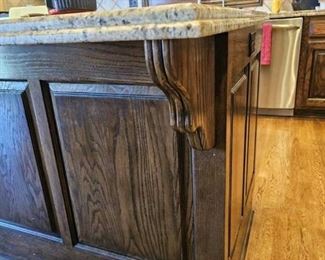 #I $1000) Kitchen Island with Granite Countertop, Cabinets and Drawers.  Stove Sold Separately.  83" Wide x 40" Deep x 36" Tall.  Purchaser must remove on their own or with their own contractor help prior to March 31. 