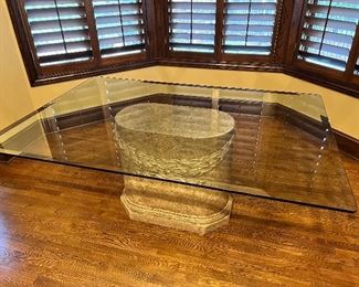 #43) - $200 Beveled glass table with resin base	72x48x28