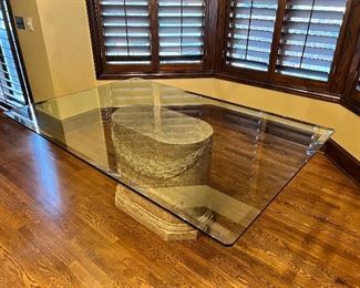 #43) - $200 Beveled glass table with resin base	72x48x28