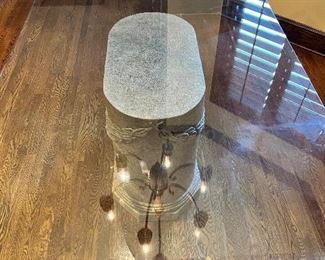 #43) - $200 Beveled glass table with resin base	72x48x28