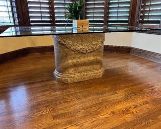 #43) - $200 Beveled glass table with resin base	72x48x28